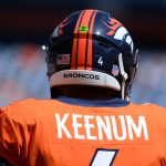 Case Keenum #4 of Denver Broncos warms up prior to the game against the Seattle Seahawks at Broncos Stadium at Mile High on September 9, 2018 in Denver, Colorado. (Photo by Bart Young/Getty Images)
