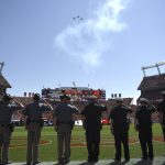 Fighter planes fly over the stadium during the national anthem on Sunday, September 9 at Broncos Stadium at Mile High. The Denver Broncos hosted the Seattle Seahawks in the first game of the season. (Photo by Joe Amon/The Denver Post via Getty Images)