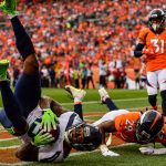 Wide receiver Brandon Marshall #15 of the Seattle Seahawks catches a touchdown pass under coverage by defensive back Bradley Roby #29 of the Denver Broncos in the third quarter of a game at Broncos Stadium at Mile High on September 9, 2018 in Denver, Colorado. (Photo by Dustin Bradford/Getty Images)