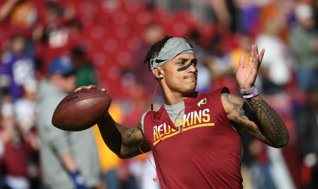 Washington Redskins inside linebacker Su'a Cravens (36) loosens up by playing catch prior to action...