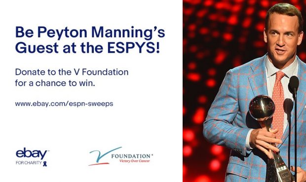 Donate to the V Foundation for a chance to be Peyton Manning's guest at the ESPYS. Head to ebay.com...