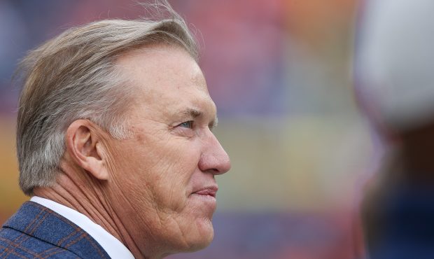 John Elway, General Manager and Executive Vice President of Football Operations, looks on from the ...