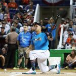 Gary Sanchez #24 of the New York Yankees competes in the T-Mobile Home Run Derby at Marlins Park on July 10, 2017 in Miami, Florida.  (Photo by Rob Carr/Getty Images)