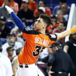 Cody Bellinger #35 of the Los Angeles Dodgers competes in the T-Mobile Home Run Derby at Marlins Park on July 10, 2017 in Miami, Florida.  (Photo by Rob Carr/Getty Images)