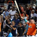 Justin Bour #41 of the Miami Marlins competes in the T-Mobile Home Run Derby at Marlins Park on July 10, 2017 in Miami, Florida.  (Photo by Rob Carr/Getty Images)