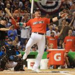 Justin Bour #41 of the Miami Marlins competes in the T-Mobile Home Run Derby at Marlins Park on July 10, 2017 in Miami, Florida.  (Photo by Mike Ehrmann/Getty Images)