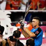Aaron Judge #99 of the New York Yankees celebrates with the trophy after winning the T-Mobile Home Run Derby at Marlins Park on July 10, 2017 in Miami, Florida.  (Photo by Mark Brown/Getty Images)