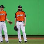 MIAMI, FL - JULY 11: DJ LeMahieu and Charlie Blackmon #19 of the Colorado Rockies and the National Leaguestand in the outfield during batting practice for the 88th MLB All-Star Game at Marlins Park on July 11, 2017 in Miami, Florida.  (Photo by Rob Carr/Getty Images)