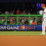 MIAMI, FL - JULY 11:  Max Scherzer #31 of the Washington Nationals and the National League walks on the field at the start of the 88th MLB All-Star Game at Marlins Park on July 11, 2017 in Miami, Florida.  (Photo by Mike Ehrmann/Getty Images)