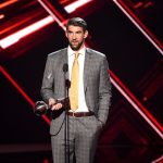 Olympic swimmer Michael Phelps accepts the Best Record-Breaking Performance award onstage at The 2017 ESPYS at Microsoft Theater on July 12, 2017 in Los Angeles, California.  (Photo by Kevin Winter/Getty Images)