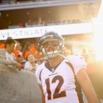 SANTA CLARA, CA - AUGUST 19:  Paxton Lynch #12 of the Denver Broncos runs on to the field to warm up for their game against the San Francisco 49ers at Levi's Stadium on August 19, 2017 in Santa Clara, California.  (Photo by Ezra Shaw/Getty Images)