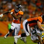 DENVER, CO - AUGUST 26:  Running back Jamaal Charles #28 of the Denver Broncos runs with the football for a first down in the second quarter of a Preseason game against the Green Bay Packers at Sports Authority Field at Mile High on August 26, 2017 in Denver, Colorado. (Photo by Justin Edmonds/Getty Images)