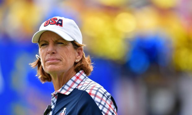 WEST DES MOINES, IA - AUGUST 20:  Juli Inkster, Captain of Team USA  looks on during the final day ...