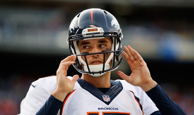 SAN DIEGO, CA - DECEMBER 06: Brock Osweiler #17 of the Denver Broncos looks on during a game agains...