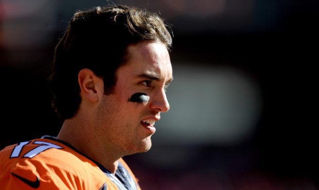 DENVER, CO - JANUARY 24: Brock Osweiler #17 of the Denver Broncos looks on before the AFC Champions...