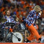 DENVER, CO - SEPTEMBER 11:  Judah & The Lion performs at half time of the game between the Denver Broncos and the Los Angeles Chargers at Sports Authority Field at Mile High on September 11, 2017 in Denver, Colorado. (Photo by Dustin Bradford/Getty Images)