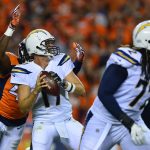 DENVER, CO - SEPTEMBER 11:  Outside linebacker Shaquil Barrett #48 of the Denver Broncos sacks quarterback Philip Rivers #17 of the Los Angeles Chargers in the third quarter at Sports Authority Field at Mile High on September 11, 2017 in Denver, Colorado. (Photo by Dustin Bradford/Getty Images)