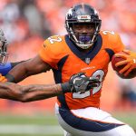 DENVER, CO - SEPTEMBER 17:  Running back C.J. Anderson #22 of the Denver Broncos rushes against the Dallas Cowboys int he first quarter of a game at Sports Authority Field at Mile High on September 17, 2017 in Denver, Colorado. (Photo by Matthew Stockman/Getty Images)