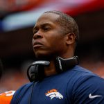 DENVER, CO - SEPTEMBER 17:  Head coach Vance Joseph of the Denver Broncos looks on during the national anthem before a game against the Dallas Cowboys at Sports Authority Field at Mile High on September 17, 2017 in Denver, Colorado. (Photo by Justin Edmonds/Getty Images)