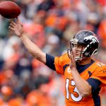 DENVER, CO - SEPTEMBER 17:  Quarterback Trevor Siemian #13 of the Denver Broncos throws against the Dallas Cowboys at Sports Authority Field at Mile High on September 17, 2017 in Denver, Colorado.  (Photo by Matthew Stockman/Getty Images)