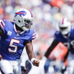 ORCHARD PARK, NY - SEPTEMBER 24:  Tyrod Taylor #5 of the Buffalo Bills runs with the ball during an NFL game against the Denver Broncos on September 24, 2017 at New Era Field in Orchard Park, New York.  (Photo by Brett Carlsen/Getty Images)