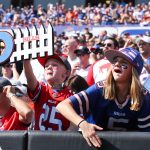 ORCHARD PARK, NY - SEPTEMBER 24:  Buffalo Bills fans cheer during an NFL game against the Denver Broncos on September 24, 2017 at New Era Field in Orchard Park, New York.  (Photo by Tom Szczerbowski/Getty Images)