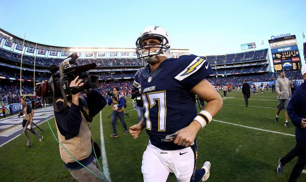 SAN DIEGO, CA - JANUARY 01:  Philip Rivers #17 of the San Diego Chargers runs off the field after l...