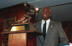 10 Dec 1994: COLORADO RUNNING BACK RASHAAN SALAAM WITH THE HEISMAN TROPHY AFTER BEING NAMED AS THE 60TH WINNER OF THE AWARD AT THE DOWNTOWN ATHLETIC CLUB IN NEW YORK CITY NEW YORK.