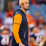 DENVER, CO - OCTOBER 15:  Quarterback Paxton Lynch #12 of the Denver Broncos looks on from the field during warm up before a game against the New York Giants at Sports Authority Field at Mile High on October 15, 2017 in Denver, Colorado. (Photo by Justin Edmonds/Getty Images)