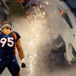 DENVER, CO - OCTOBER 15:  Defensive end Derek Wolfe #95 of the Denver Broncos is introduced to the crowd before a game against the New York Giants at Sports Authority Field at Mile High on October 15, 2017 in Denver, Colorado. (Photo by Justin Edmonds/Getty Images)