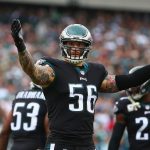 PHILADELPHIA, PA - NOVEMBER 05:  Defensive end Chris Long #56 of the Philadelphia Eagles encourages the crowd to get loud against the Denver Broncos during the first quarter at Lincoln Financial Field on November 5, 2017 in Philadelphia, Pennsylvania.  (Photo by Mitchell Leff/Getty Images)