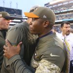 PHILADELPHIA, PA - NOVEMBER 5: Head coach Vance Joseph of the Denver Broncos shakes hands with head coach Doug Pederson of the Philadelphia Eagles after the game at Lincoln Financial Field on November 5, 2017 in Philadelphia, Pennsylvania. The Eagles defeated the Broncos 51-23. (Photo by Mitchell Leff/Getty Images)