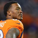 Demaryius Thomas looks on before a game between the Denver Broncos and New England Patriots at Sports Authority Field at Mile High on November 12, 2017 in Denver, Colorado. (Photo by Dustin Bradford/Getty Images)
