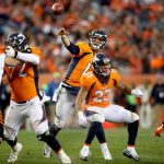 DENVER, CO - NOVEMBER 19:  Brock Osweiler #17 of the Denver Broncos throws against the Cincinnati Bengals at Sports Authority Field at Mile High on November 19, 2017 in Denver, Colorado.  (Photo by Matthew Stockman/Getty Images)