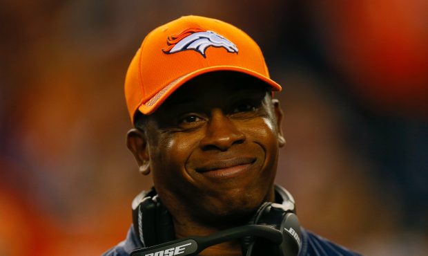 DENVER, CO - OCTOBER 15:  Head coach Vance Joseph of the Denver Broncos looks on from the sidelines...