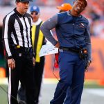 Head coach Vance Joseph of the Denver Broncos argues a call with a referee during the first quarter against the New York Jets at Sports Authority Field at Mile High on December 10, 2017 in Denver, Colorado. (Photo by Justin Edmonds/Getty Images)