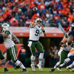 Quarterback Bryce Petty #9 of the New York Jets throws a pass against the Denver Broncos in the third quarter of a game at Sports Authority Field at Mile High on December 10, 2017 in Denver, Colorado. (Photo by Dustin Bradford/Getty Images)