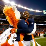 Outside linebacker Von Miller #58 of the Denver Broncos celebrates with Miles the mascot after a 23-0 victory against the New York Jets at Sports Authority Field at Mile High on December 10, 2017 in Denver, Colorado. (Photo by Justin Edmonds/Getty Images)