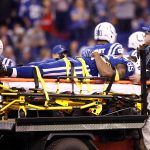 Brandon Williams #85 of the Indianapolis Colts is carted off the field after being injured against the Denver Broncos during the first half at Lucas Oil Stadium on December 14, 2017 in Indianapolis, Indiana.  (Photo by Andy Lyons/Getty Images)