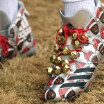 Denver Broncos outside linebacker Von Miller (58) in his Christmas cleats before taking on the Washington Redskins at FedExField in Hyattsville, MD. December 24, 2017. (Photo by Joe Amon/The Denver Post via Getty Images)