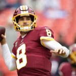 Quarterback Kirk Cousins #8 of the Washington Redskins warms up before a game against the Denver Broncos at FedExField on December 24, 2017 in Landover, Maryland. (Photo by Patrick McDermott/Getty Images)