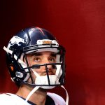 Quarterback Brock Osweiler #17 of the Denver Broncos waits to take the field before the start of their game against the Washington Redskins at FedExField on December 24, 2017 in Landover, Maryland. (Photo by Rob Carr/Getty Images)