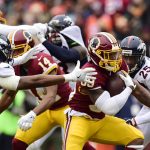 Running back Kapri Bibbs #39 of the Washington Redskins carries the ball against the Denver Broncos in the second quarter at FedExField on December 24, 2017 in Landover, Maryland. (Photo by Patrick McDermott/Getty Images)