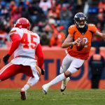Quarterback Paxton Lynch #12 of the Denver Broncos scrambles against the Kansas City Chiefs in the second quarter of a game at Sports Authority Field at Mile High on December 31, 2017 in Denver, Colorado. (Photo by Dustin Bradford/Getty Images)