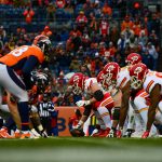 The Kansas City Chiefs line up on offense behind offensive tackle Jordan Devey #65 in the third quarter of a game at Sports Authority Field at Mile High on December 31, 2017 in Denver, Colorado. (Photo by Dustin Bradford/Getty Images)