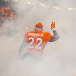 Running back C.J. Anderson #22 of the Denver Broncos takes the field before a game against the Kansas City Chiefs at Sports Authority Field at Mile High on December 31, 2017 in Denver, Colorado. (Photo by Justin Edmonds/Getty Images)