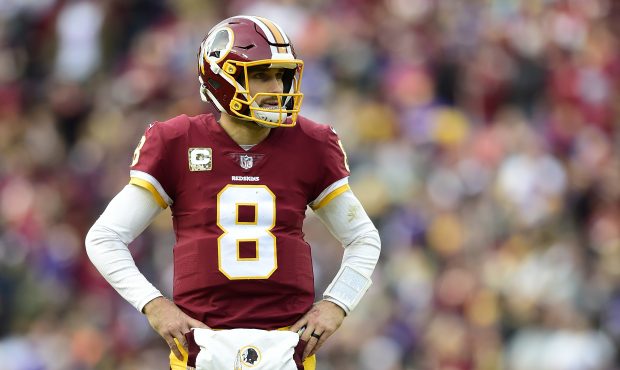 LANDOVER, MD - NOVEMBER 12: Quarterback Kirk Cousins #8 of the Washington Redskins looks on during ...