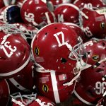 A detailed view of Alabama Crimson Tide helmets in a pile during the celebration after the CFP National Championship presented by AT&T at Mercedes-Benz Stadium on January 8, 2018 in Atlanta, Georgia. Alabama won 26-23.  (Photo by Streeter Lecka/Getty Images)