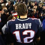 Tom Brady #12 of the New England Patriots celebrates after winning the AFC Championship Game against the Jacksonville Jaguars at Gillette Stadium on January 21, 2018 in Foxborough, Massachusetts.  (Photo by Adam Glanzman/Getty Images)