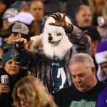 A Philadelphia Eagles fan cheers on their team in the NFC Championship game against the Philadelphia Eagles at Lincoln Financial Field on January 21, 2018 in Philadelphia, Pennsylvania.  (Photo by Mitchell Leff/Getty Images)